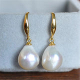 Baroque Pearl Earrings 18k Classic Cultured Gift Flawless Earbob