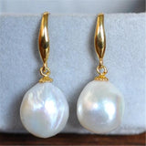 Baroque Pearl Earrings 18k Classic Cultured Gift Flawless Earbob