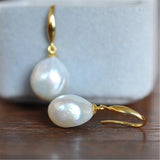 Baroque Pearl Earrings 18k Classic Cultured Gift Flawless Earbob