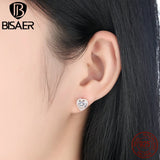925 Sterling Silver Heart Shape Crystal Stud Earrings for Women
