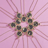 Constellation Necklace Zodiac Sign Round Pendant Couple Jewelry Birthday Gift