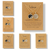 Constellation Necklace Zodiac Sign Round Pendant Couple Jewelry Birthday Gift