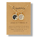 Constellation Necklace Zodiac Sign Round Pendant Couple Jewelry Birthday Gift