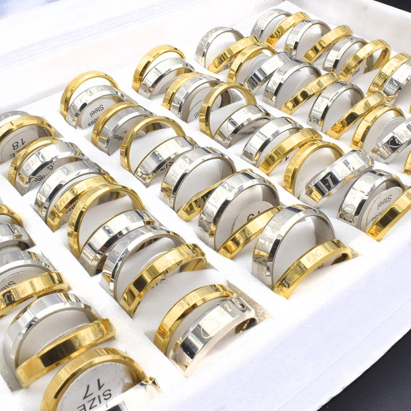 12 Mix Couple Rings Vintage Silver Gothic Wedding Letter Rings Set