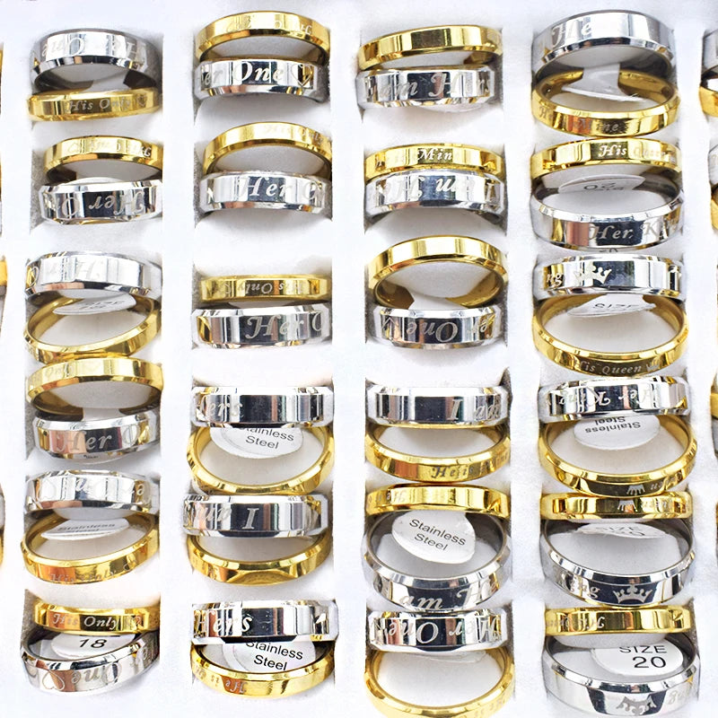 12 Mix Couple Rings Vintage Silver Gothic Wedding Letter Rings Set