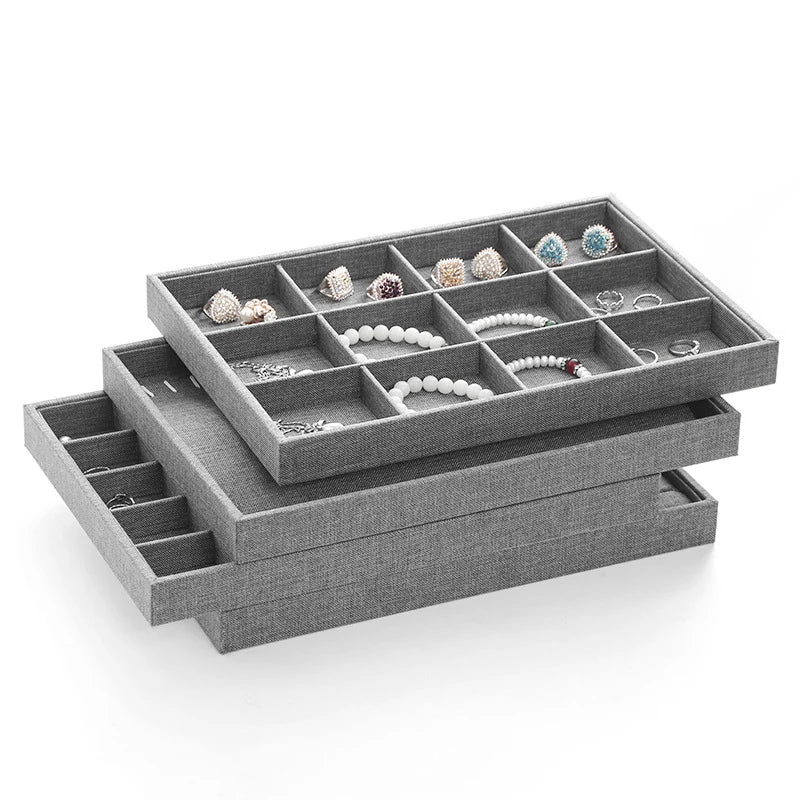 Vintage Jewelry Display Tray Grey Liene 12 Lattices Storage Case