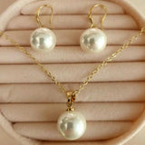 12MM Pearl Pendant Earring Set Men Stainless Steel Dragon Quartz