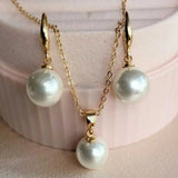 12MM Pearl Pendant Earring Set Men Stainless Steel Dragon Quartz