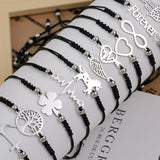 Hand of Fatima Unicorn Heart Charm Bracelet Set for Women