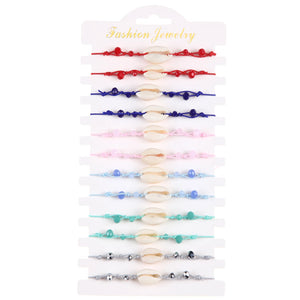 12pcs Shell Crystal Beads Braided Bracelets Women Girl Charms Kid Bracelet