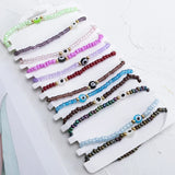 12pcs Eye Beaded Bracelet Mix Color Elastic Friendship Jewelry
