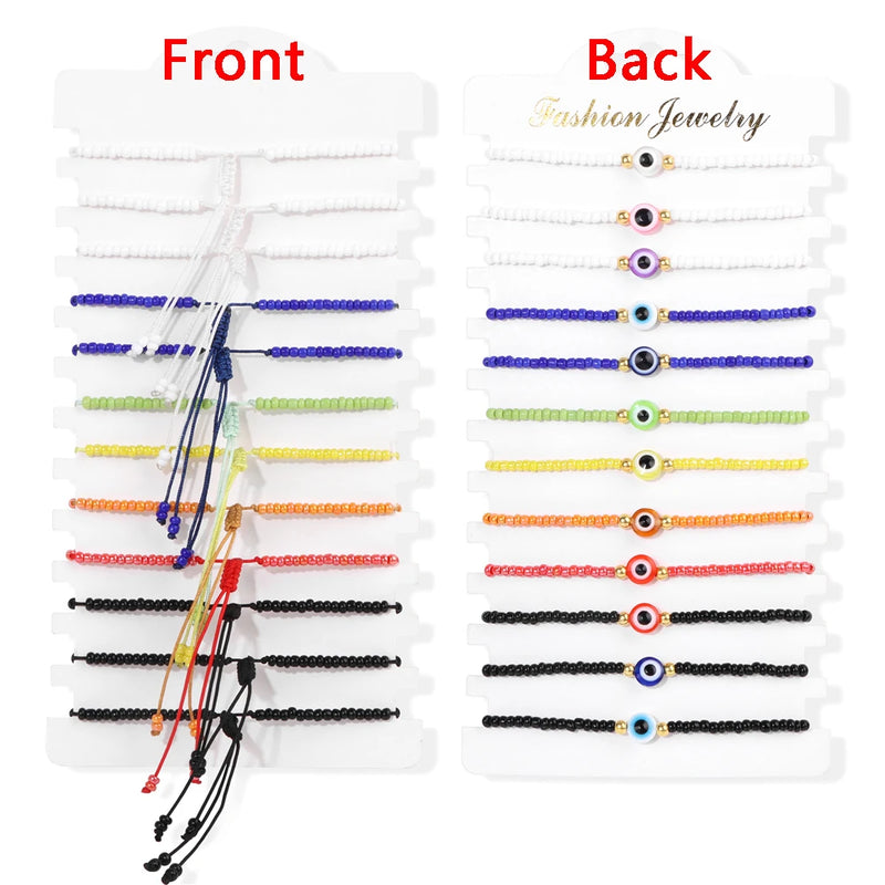 12pcs/set Stone Braided Bracelet Evil Eye Charm Bracelets