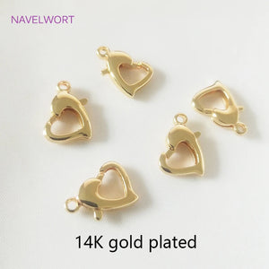 Heart Lobster Claw Clasp 18K Plated Brass Metal Lobster Clasps