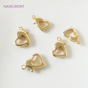 Heart Lobster Claw Clasp 18K Plated Brass Metal Lobster Clasps