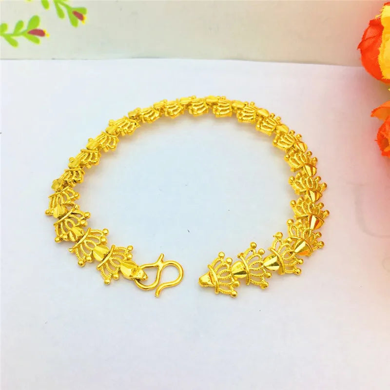 14K Crown Bracelet Women's Wedding Jewelry 10mm