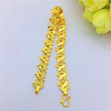 14K Yellow Chain Bracelet Flower Engrave, Hand Jewelry