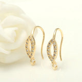 14K Plated Brass Zircon Earring Hooks Studs Pins DIY Jewelry Supplies