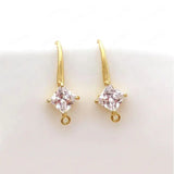 14K Plated Brass Zircon Earring Hooks Studs Pins DIY Jewelry Supplies