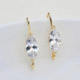 14K Plated Brass Zircon Earring Hooks Studs Pins DIY Jewelry Supplies