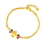 14K Ginkgo Leaf Bracelet Wedding Engagement Colorful Chain Bracelet