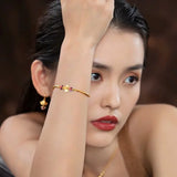 14K Ginkgo Leaf Bracelet Wedding Engagement Colorful Chain Bracelet