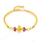 14K Ginkgo Leaf Bracelet Wedding Engagement Colorful Chain Bracelet