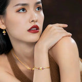 14K Ginkgo Leaf Bracelet Wedding Engagement Colorful Chain Bracelet