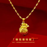 14K Lucky Purse Pendant Necklace for Women's Wedding Choker