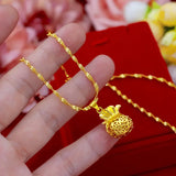 14K Lucky Purse Pendant Necklace for Women's Wedding Choker