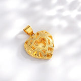 14K 3D Heart-Shaped Necklace Pendant Hollow Jewelry for Women