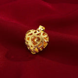 14K 3D Heart-Shaped Necklace Pendant Hollow Jewelry for Women