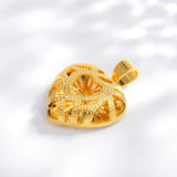 14K 3D Heart-Shaped Necklace Pendant Hollow Jewelry for Women