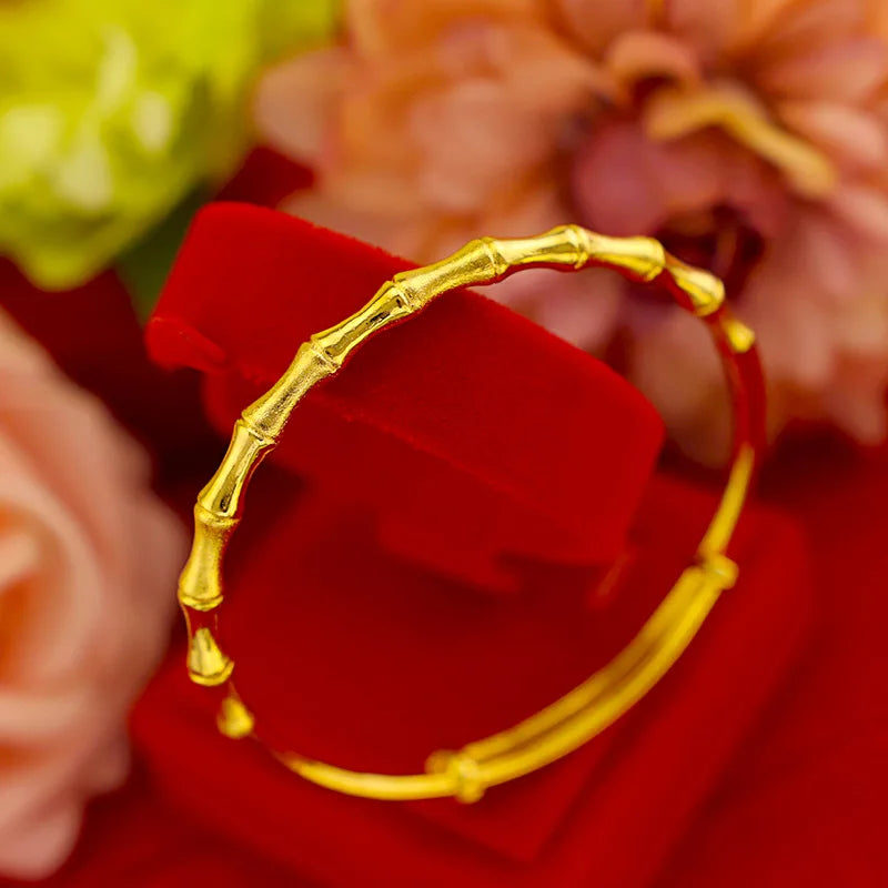 14K Women's Bamboo Slidable Bracelet Fine Jewelry for Wedding Engagement