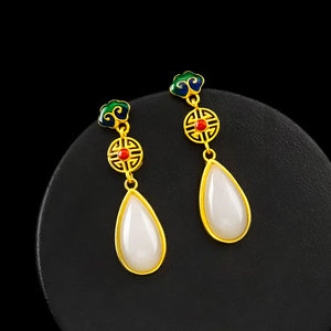 Vintage Chalcedony Drop Earrings for Women