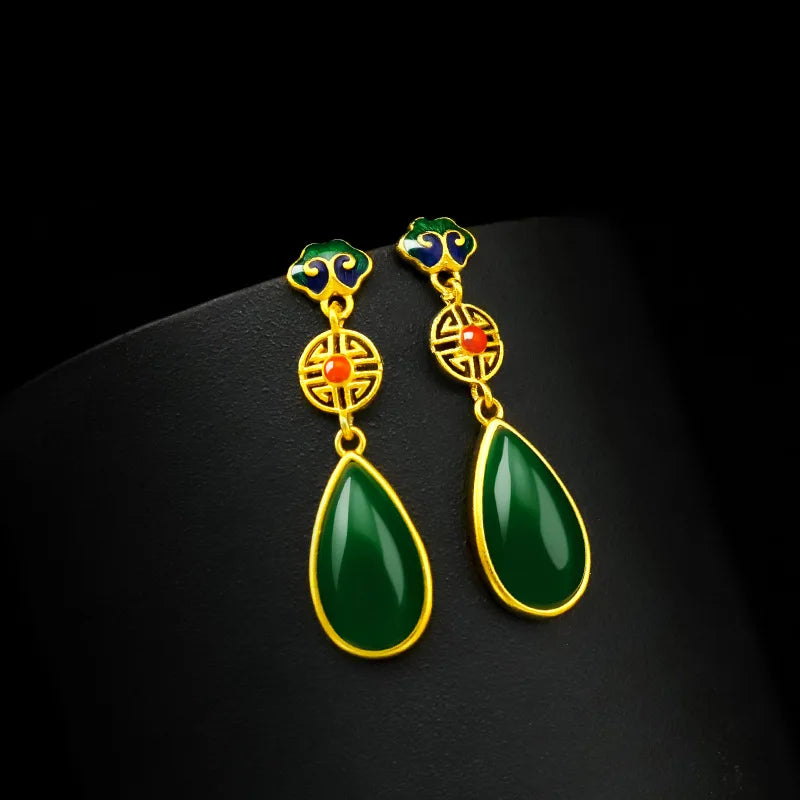 Vintage Chalcedony Drop Earrings for Women