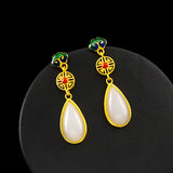 Vintage Chalcedony Drop Earrings for Women