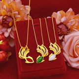14k Goldfish Pendant Gemstone Necklace for Women