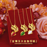 14k Goldfish Pendant Gemstone Necklace for Women