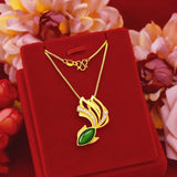 14k Goldfish Pendant Gemstone Necklace for Women