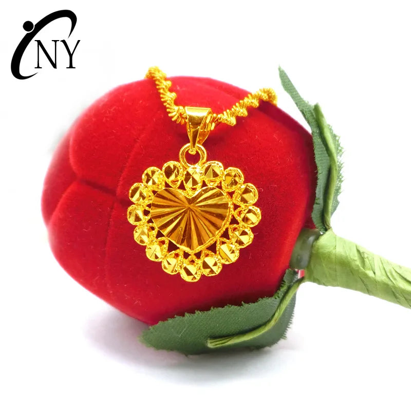 14k Heart Shaped Pendant Choker Necklace for Women Wedding Jewelry
