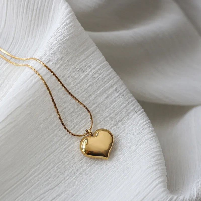 Vintage 14k Plated Heart Pendant for Women