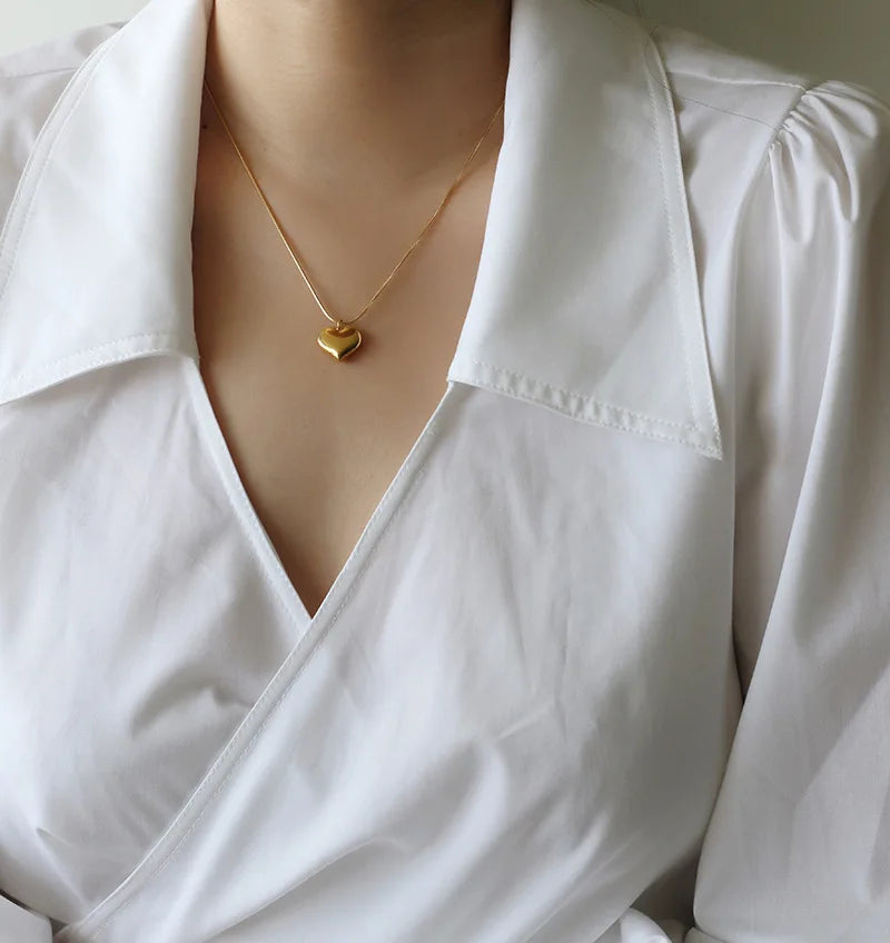 Vintage 14k Plated Heart Pendant for Women