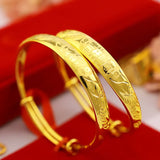 14k Women's Wedding Engagement Bangles Slidable Heart Lucky Words Bracelet
