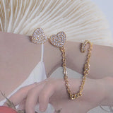 14k Real Love Heart Women Earring Anti Allergy Zircon Ear Clip