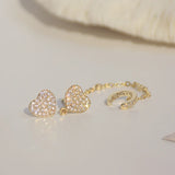 14k Real Love Heart Women Earring Anti Allergy Zircon Ear Clip