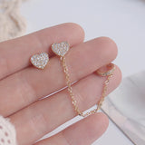 14k Real Love Heart Women Earring Anti Allergy Zircon Ear Clip