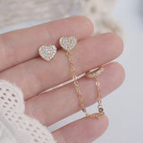 14k Real Love Heart Women Earring Anti Allergy Zircon Ear Clip
