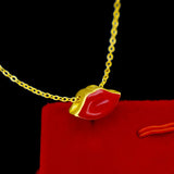 14k Yellow Necklace Chain Red Lip Jewelry for Girl Birthday Party