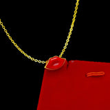 14k Yellow Necklace Chain Red Lip Jewelry for Girl Birthday Party