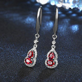 14k Silver Choker Chain Red Crystal Ruby Gemstones Pendant Necklace